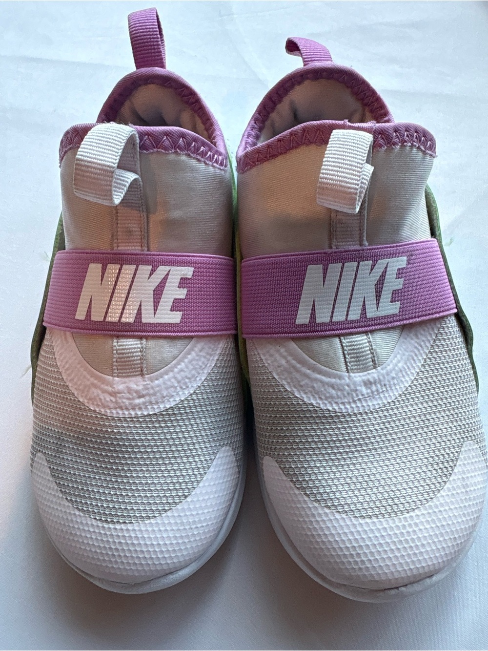 Nike Kids Slip-On Sneakers in Purple, White and Green size 10c